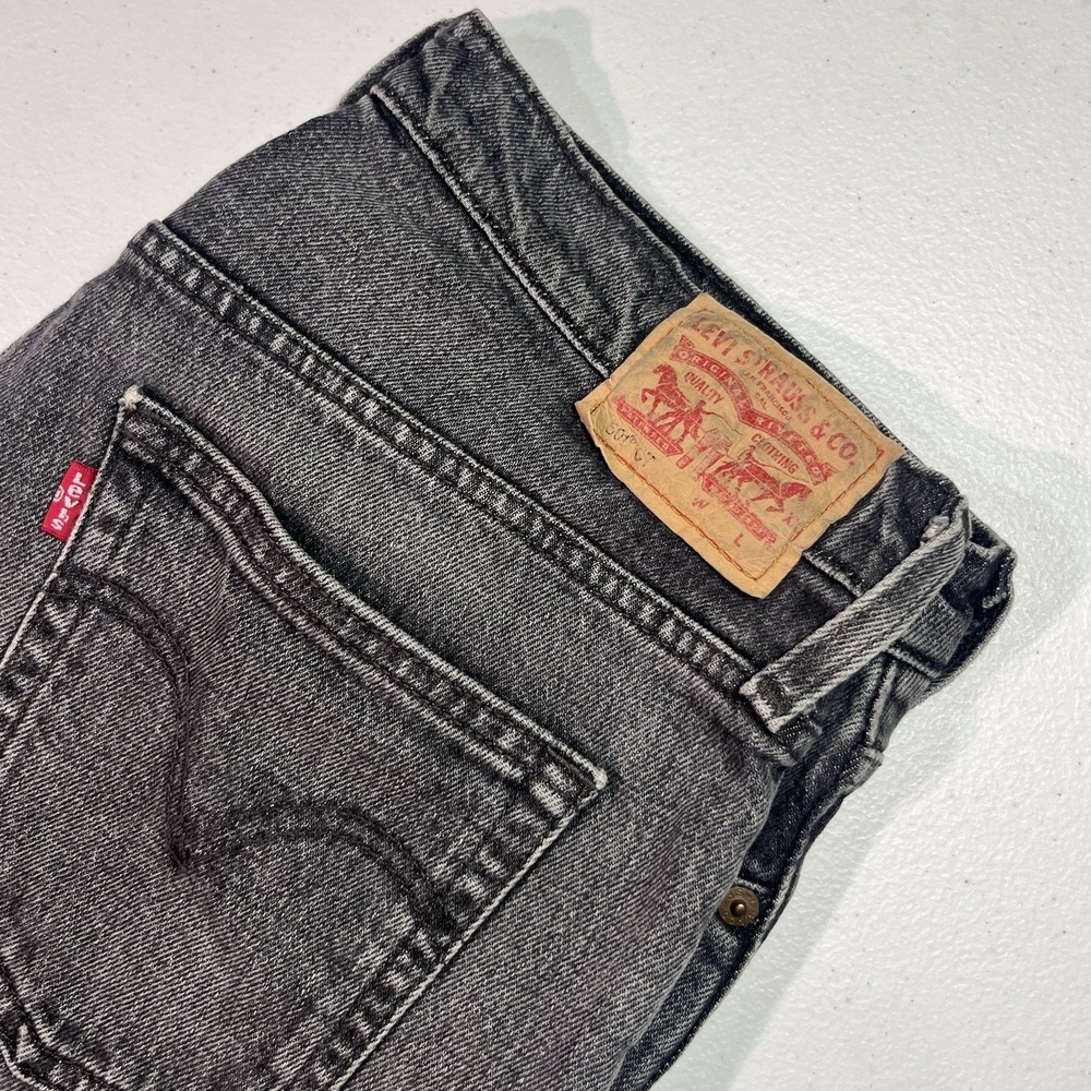 Levi's Women's 27x32 501 CT Tapered Button-Fly Cropped Charcoal Denim Jeans EUC